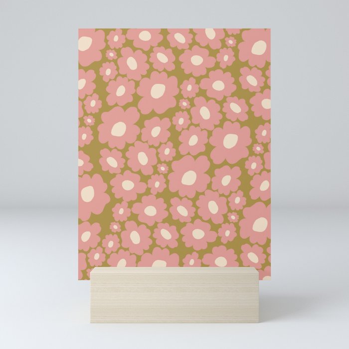70������������������s Retro Floral  Mini Art Print