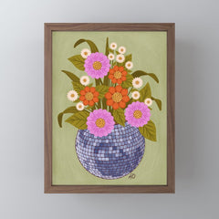 1970s Disco Ball Flower Pot  Mini Art Print