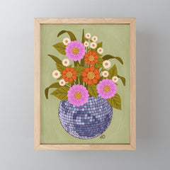 1970s Disco Ball Flower Pot  Mini Art Print