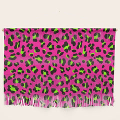 80s Neon Pink and Lime Green Leopard Wall Hanging
