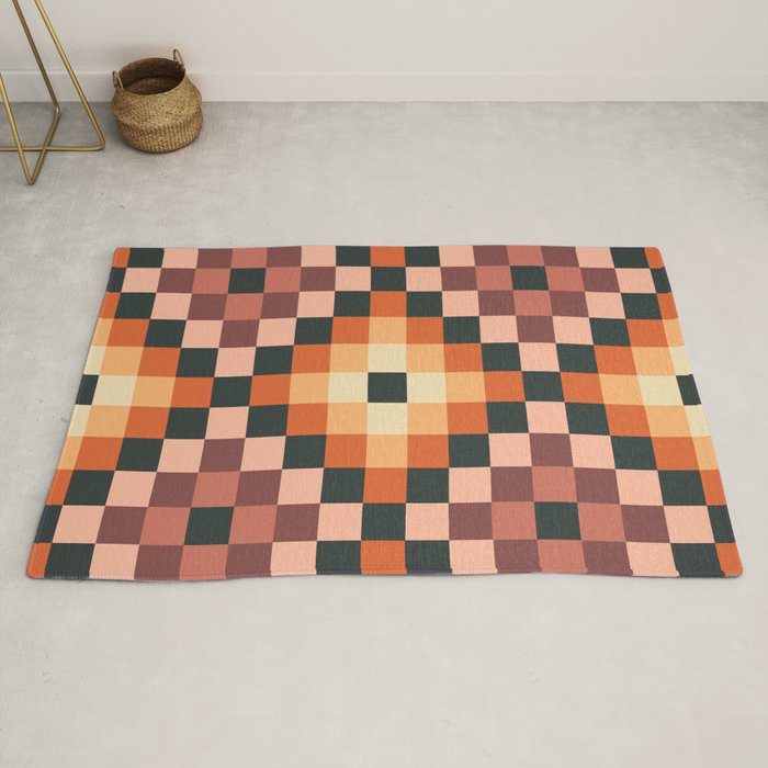 70s color squares pattern  Rug