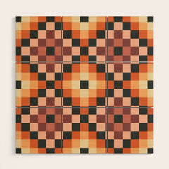 70s color squares pattern  Wood Wall Art