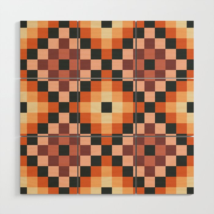 70s color squares pattern  Wood Wall Art