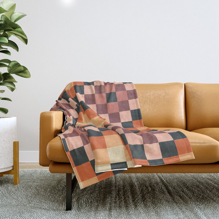 70s color squares pattern  Throw Blanket