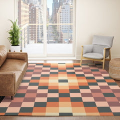 70s color squares pattern  Rug