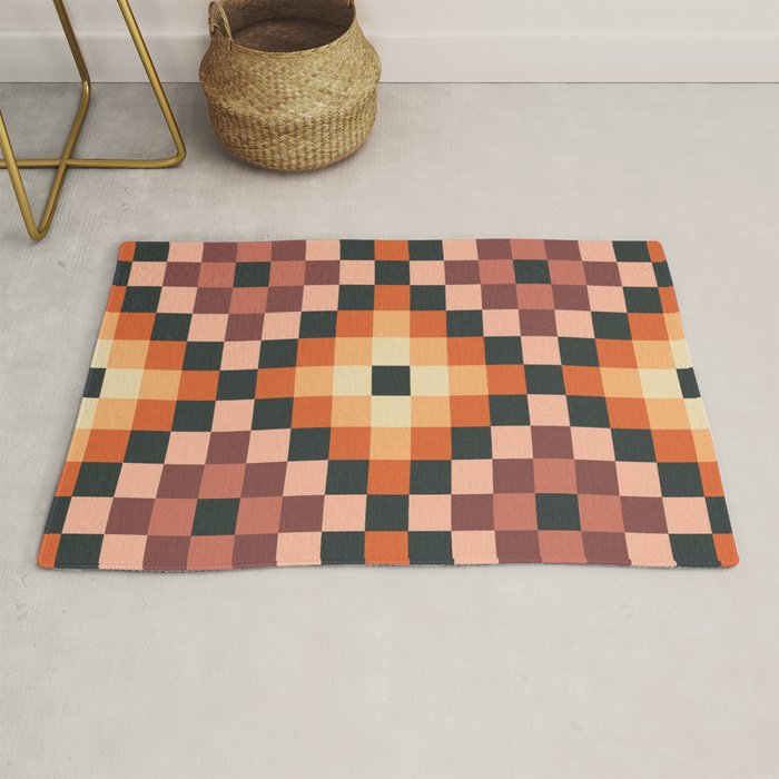 70s color squares pattern  Rug