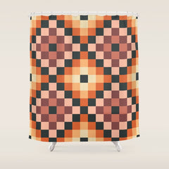 70s color squares pattern  Shower Curtain