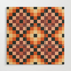 70s color squares pattern  Wood Wall Art
