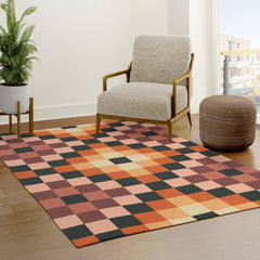 70s color squares pattern  Rug