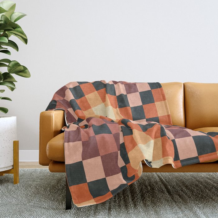 70s color squares pattern  Throw Blanket