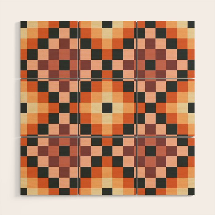 70s color squares pattern  Wood Wall Art