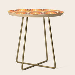 70s Retro Vintage Style Wave Pattern Autumn Brown Orange and Yellow Side Table