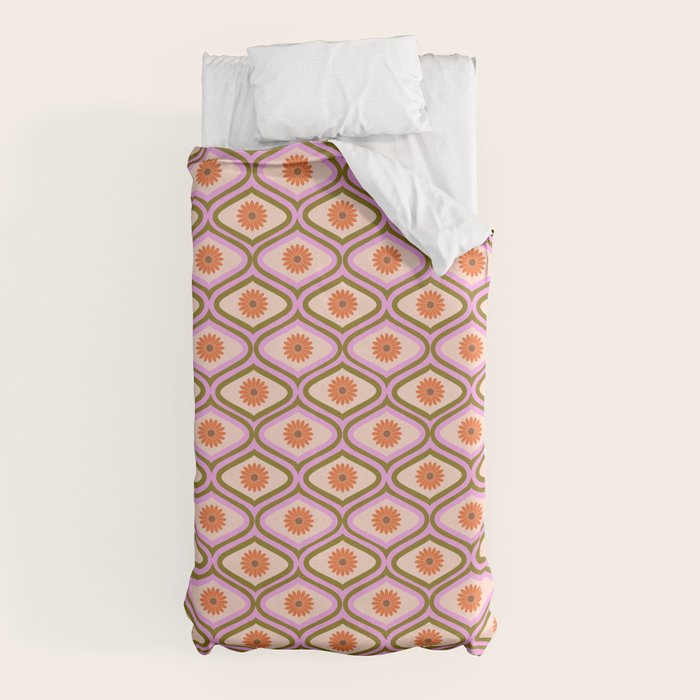 70s Disco Daisy Flower Pattern Duvet Cover