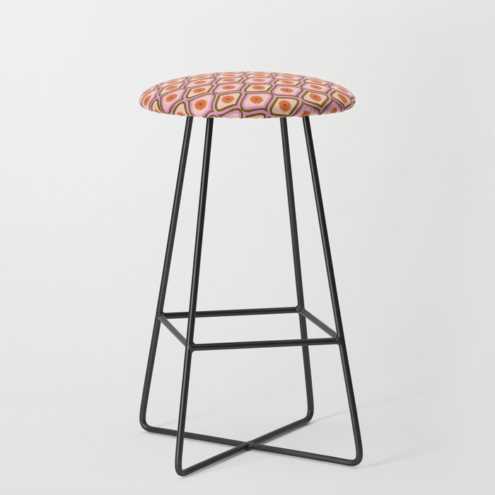 70s Disco Daisy Flower Pattern Stool