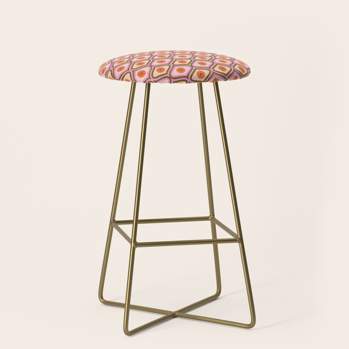 70s Disco Daisy Flower Pattern Stool