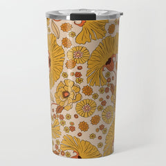 70s Floral Pattern Travel Mug