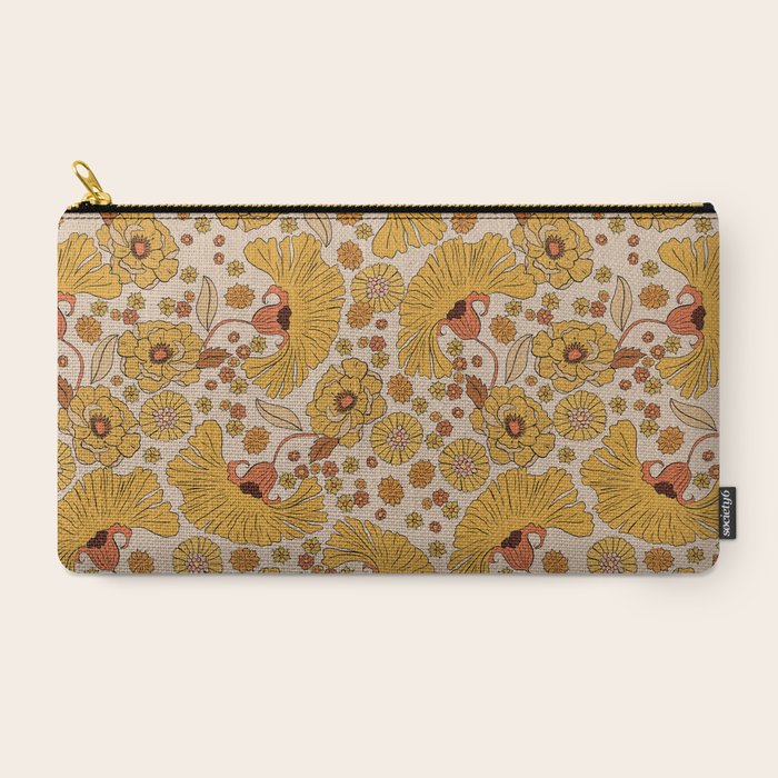 70s Floral Pattern Carry All Pouch