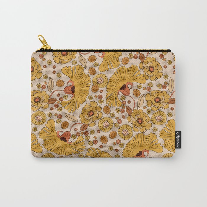 70s Floral Pattern Carry All Pouch