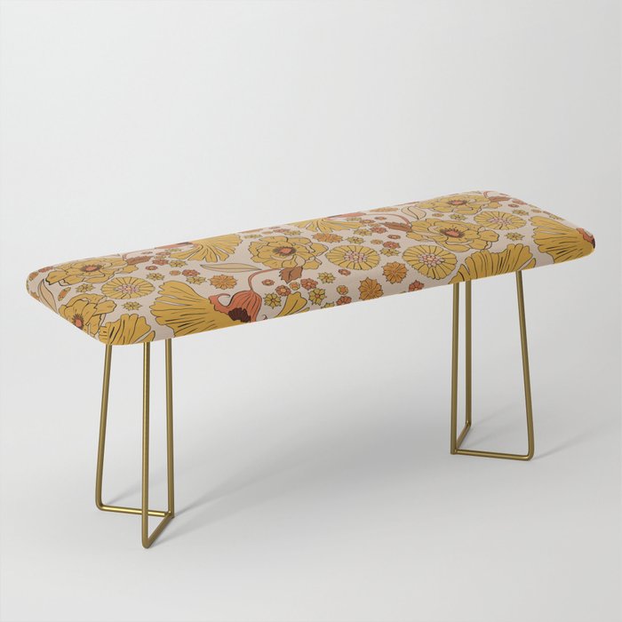 70s Floral Pattern Bench