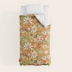 70's Retro Flowers Print Comforter