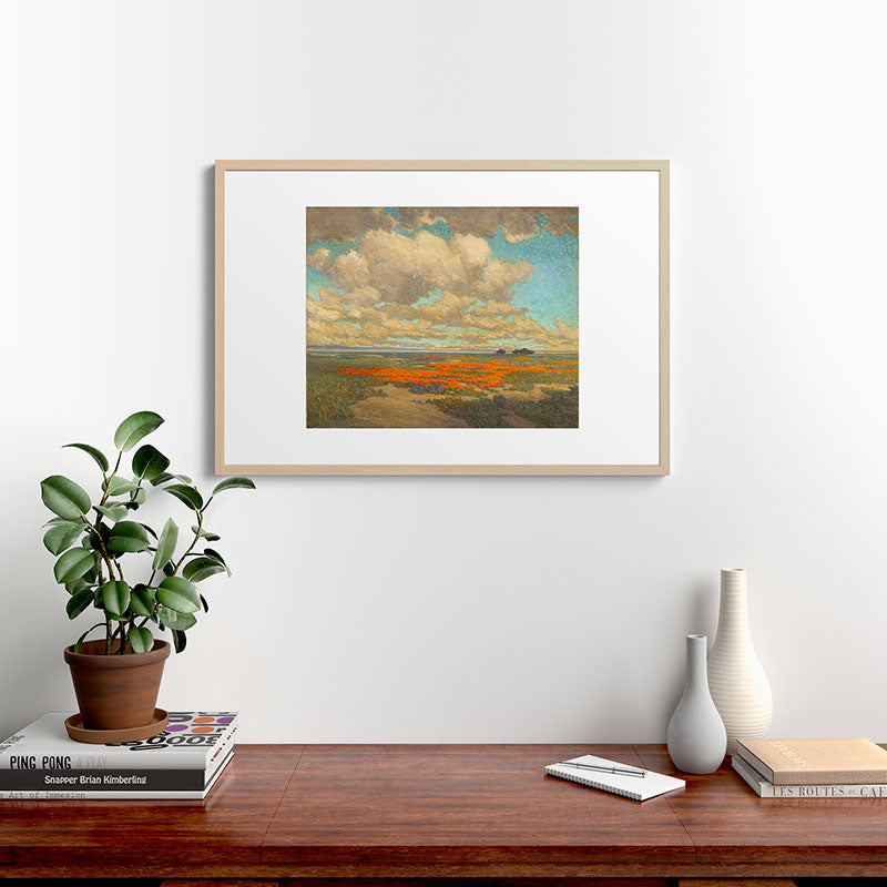 1911 Granville Redmond - A Field of California Poppies Framed Art Print