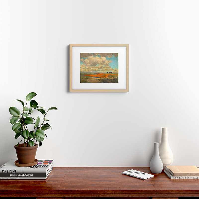 1911 Granville Redmond - A Field of California Poppies Framed Art Print