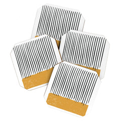(White Background) Mid Century Modern Minimalist Rothko Inspired Color Field With Lines Geometric Style  Coaster