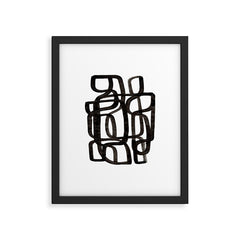 Writing On The Wall' Mid Century Modern Fun Abstract Shapes  Framed Art Print