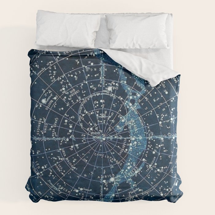 1900 Star Constellation Map - Chart Vintage Poster Duvet Cover