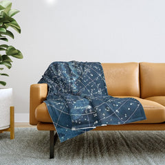 1900 Star Constellation Map - Chart Vintage Poster Throw Blanket