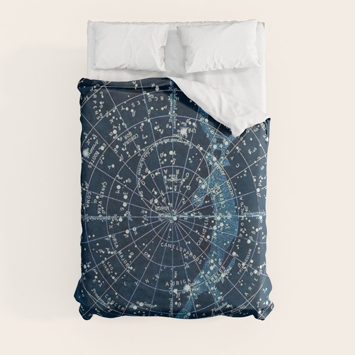 1900 Star Constellation Map - Chart Vintage Poster Duvet Cover