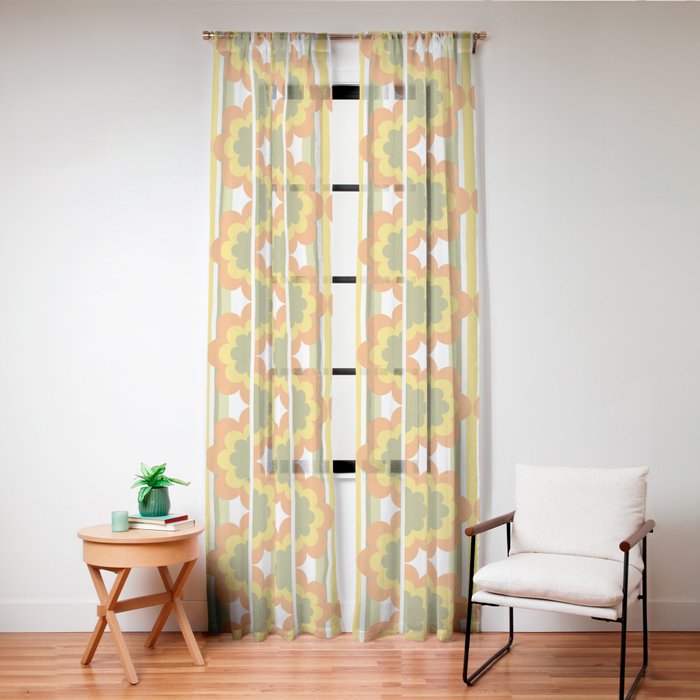 70's Summer' Orange Yellow Green Window Curtain