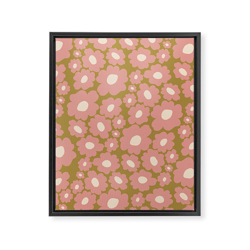 70������������������s Retro Floral  Framed Canvas Print