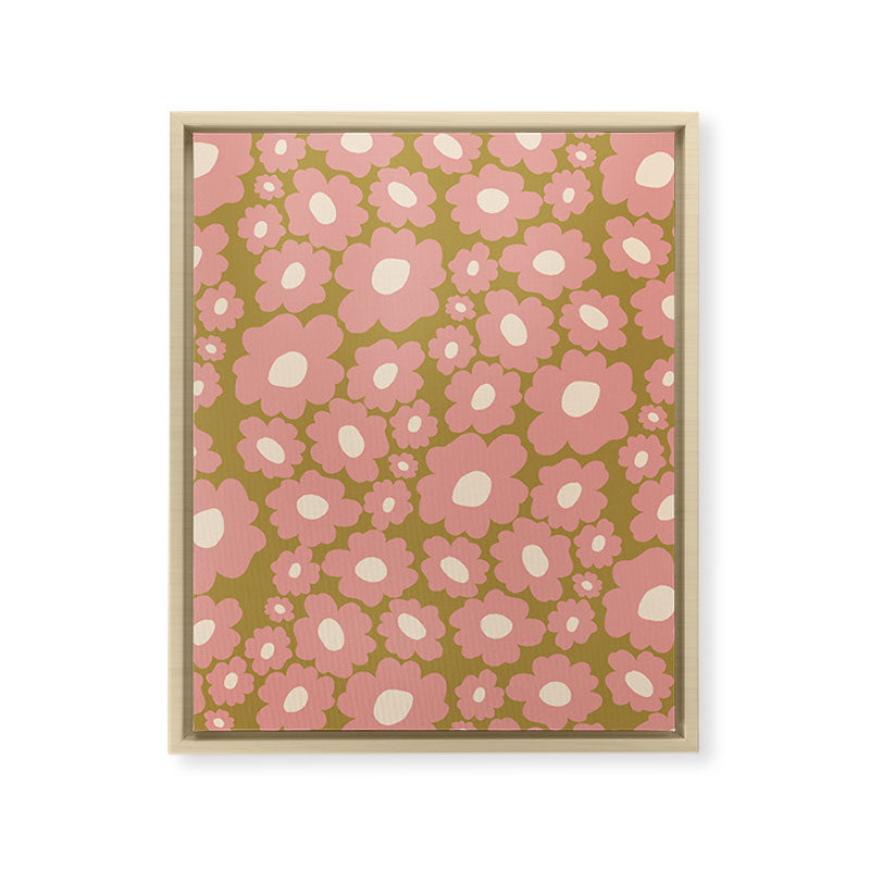 70������������������s Retro Floral  Framed Canvas Print