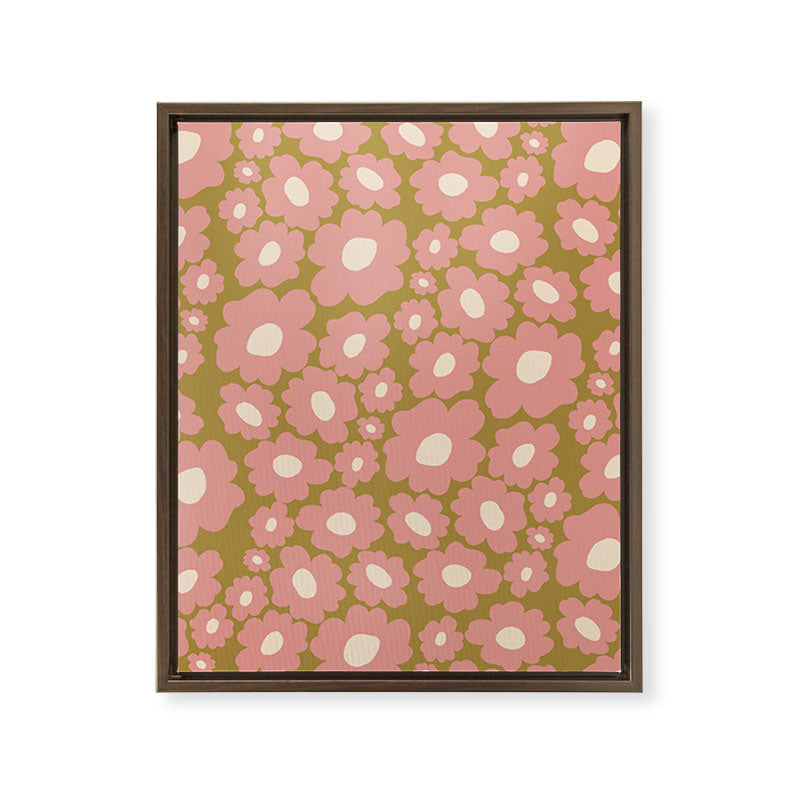 70������������������s Retro Floral  Framed Canvas Print
