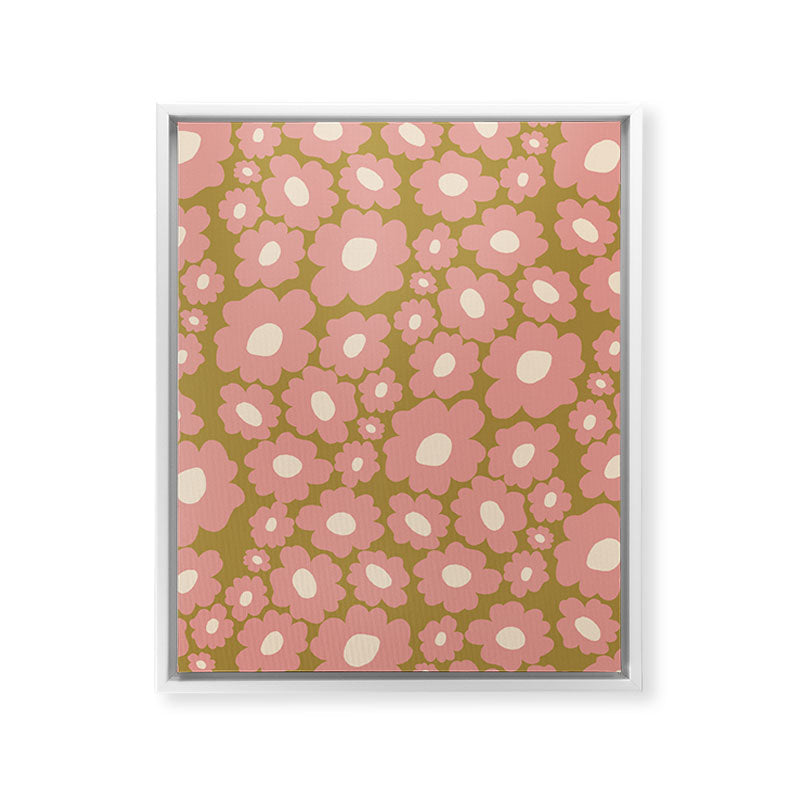 70������������������s Retro Floral  Framed Canvas Print