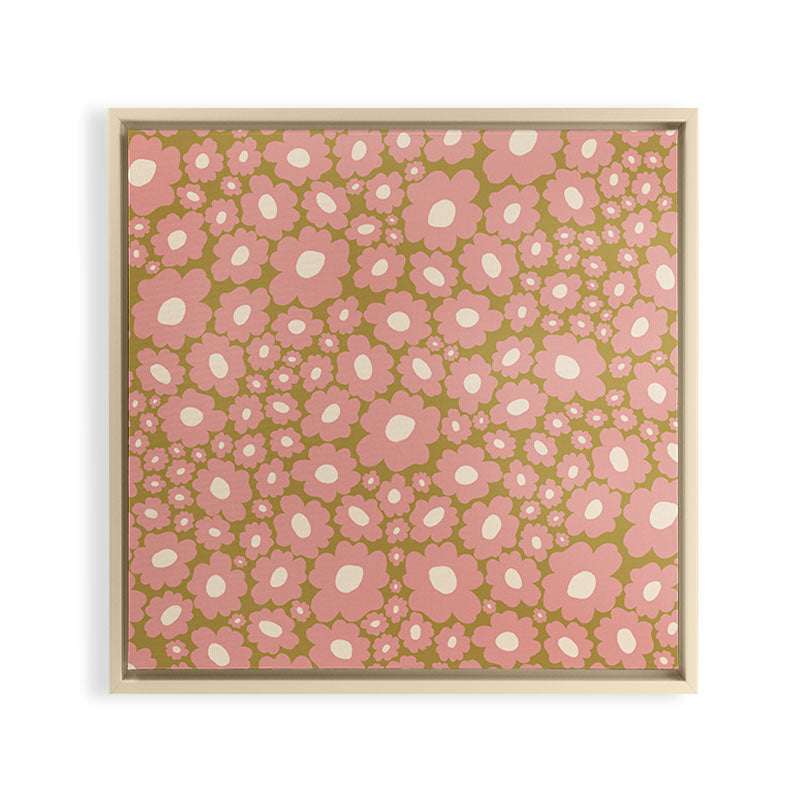 70������������������s Retro Floral  Framed Canvas Print