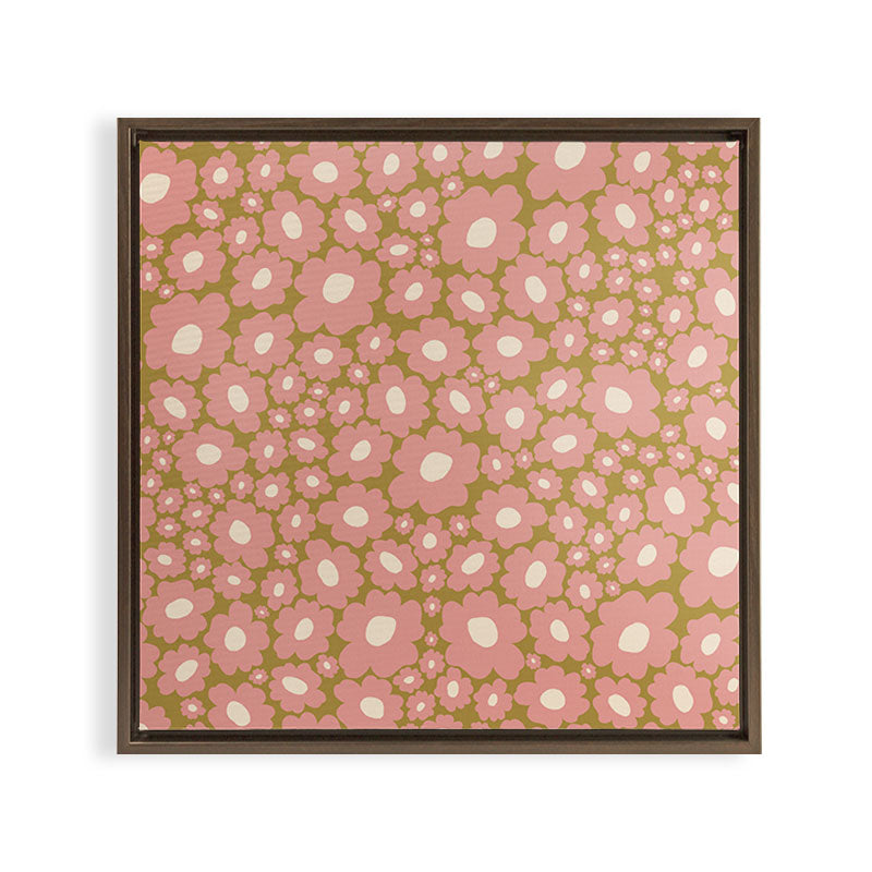 70������������������s Retro Floral  Framed Canvas Print