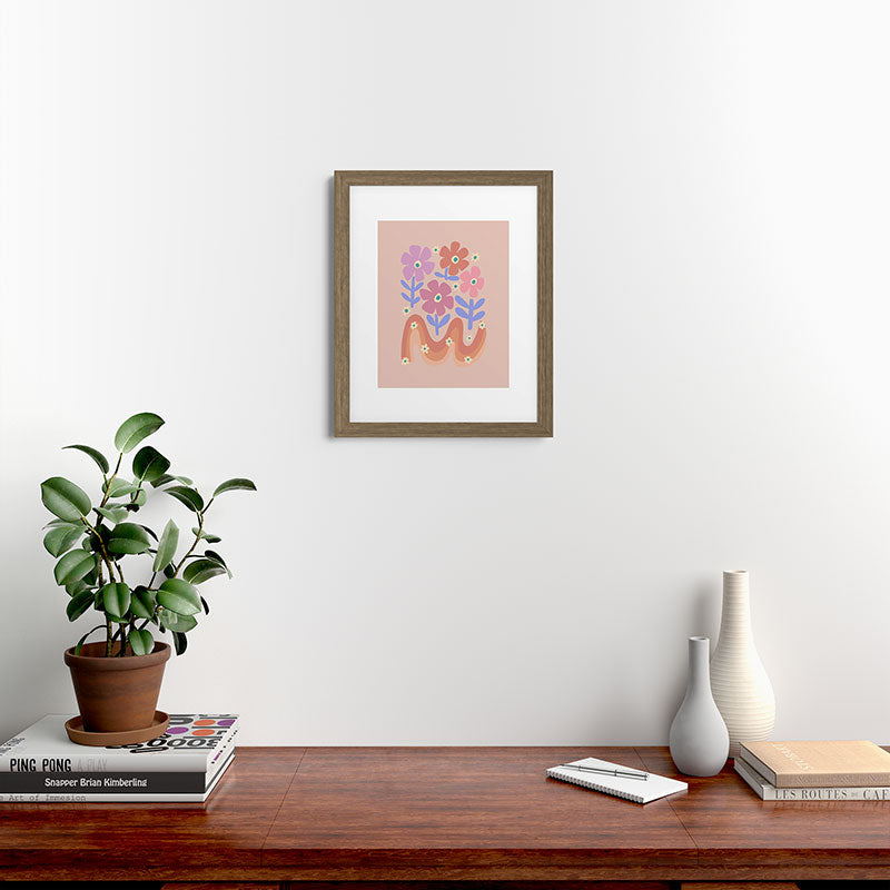 70s Retro Floral vibe Framed Art Print