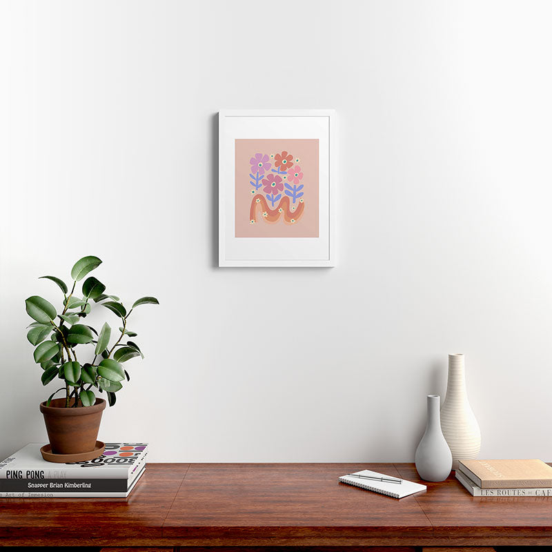 70s Retro Floral vibe Framed Art Print