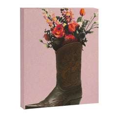 A Cowboy Boot With Spring Bouquet Canvas Print