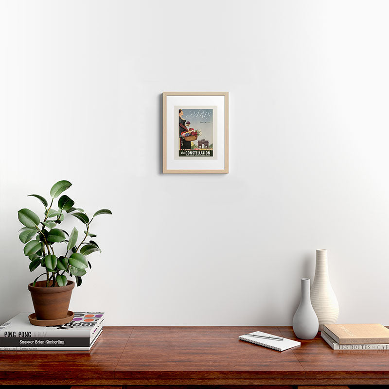 1950s Paris Vintage Travel Poster Framed Art Print