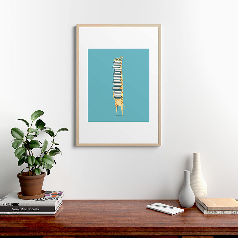 A Book Lover (blue) Framed Art Print
