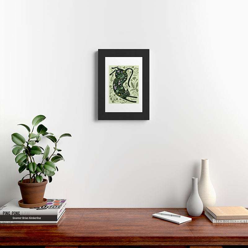 A Cat in the Wildflowers Framed Art Print