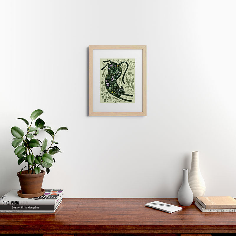 A Cat in the Wildflowers Framed Art Print
