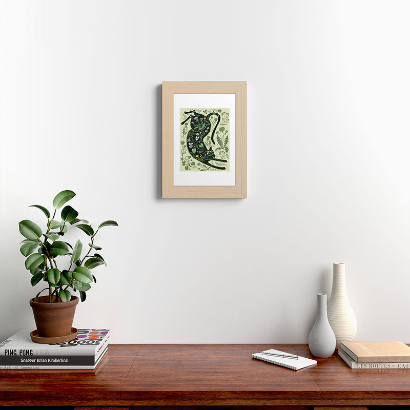 A Cat in the Wildflowers Framed Art Print