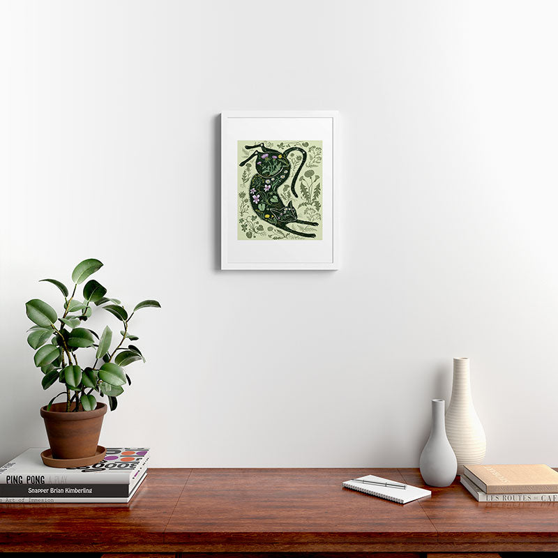 A Cat in the Wildflowers Framed Art Print