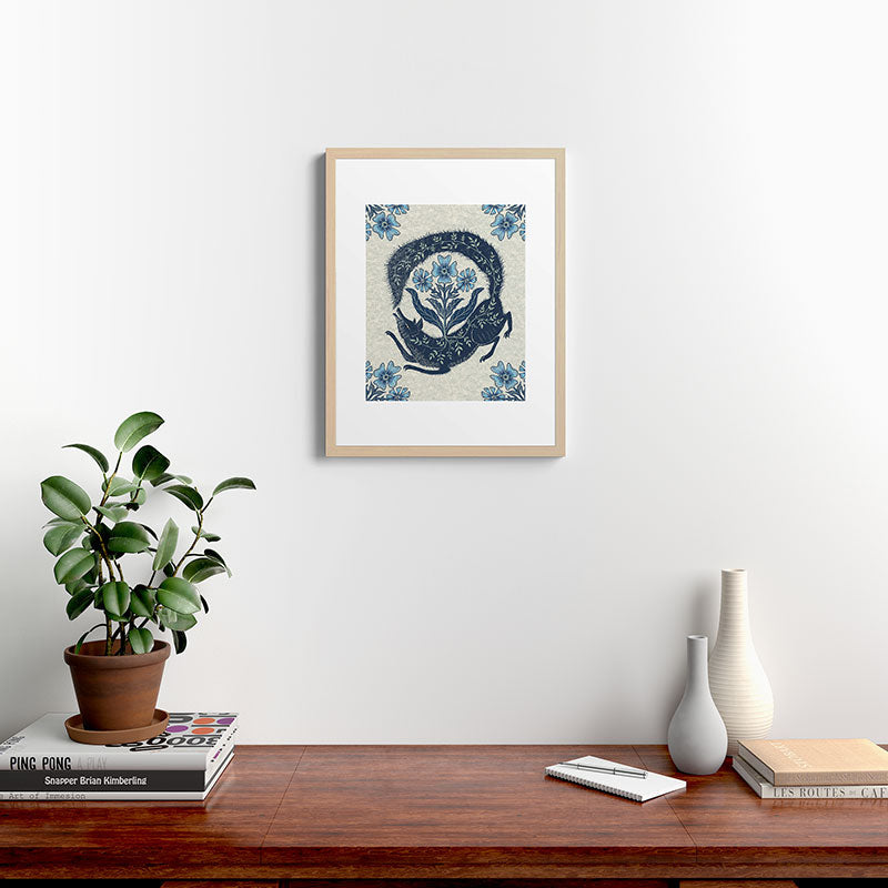 A Fox Chasing Its Tail Framed Art Print