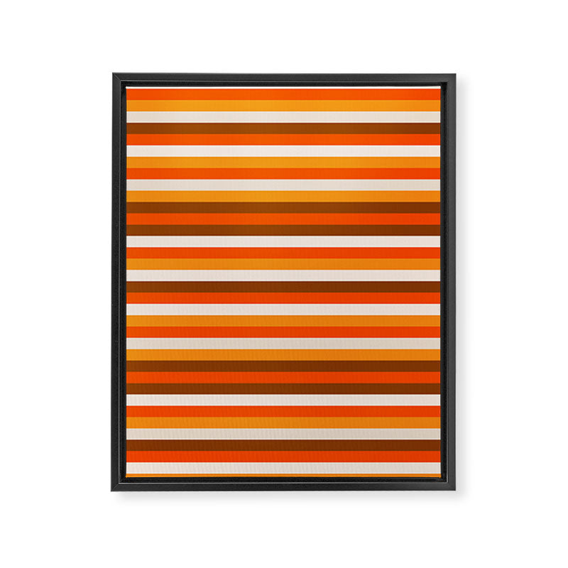 70s Fine Stripes in Retro Orange and Brown Framed Canvas Print
