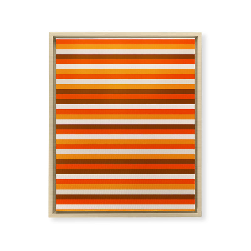 70s Fine Stripes in Retro Orange and Brown Framed Canvas Print
